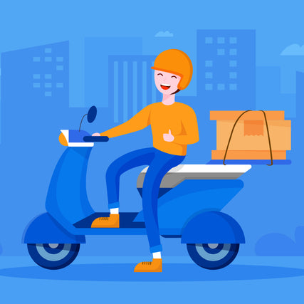 Same Day Deliverycartoon delivery person on scooter