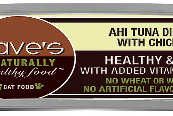 Dave’s Naturally Healthy Grain Free Canned Cat Food Ahi Tuna & Chicken Dinner (5.5 oz Single Can)
