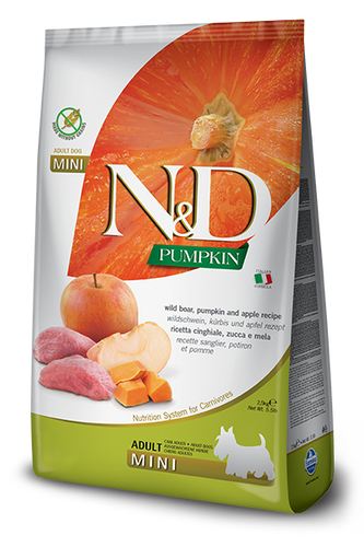 Farmina N&D Pumpkin Formula Mini Wild Boar, Pumpkin & Apple Adult Dog Food (5.5 Lb.)