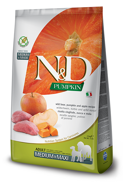 Farmina N&D Pumpkin Formula Medium & Maxi Wild Boar, Pumpkin & Apple Adult Dog Food (5.5 Lb.)