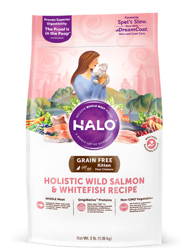 Halo Holistic Grain Free Wild Salmon & Whitefish Recipe Kitten Dry Cat Food
