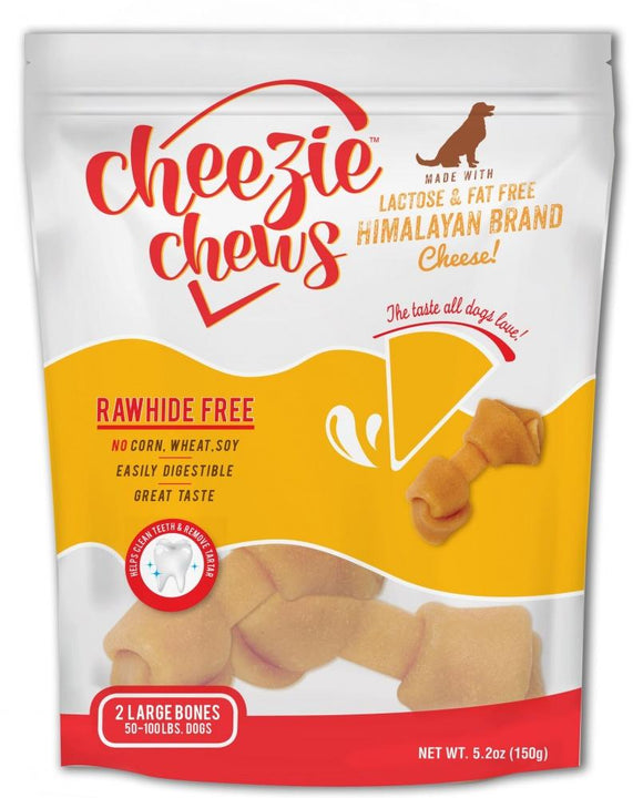 Cheezie Chews Rawhide Free Large Knotted Cheese Bone Dog Treats