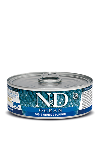 Farmina N&D Ocean Cod Shrimp & Pumpkin Recipe Adult Wet Cat Food (2.8 Oz, Single)