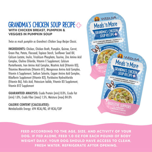 Weruva Meals 'n More Grandma's Chicken Soup Recipe Plus with Chicken Breast, Pumpkin & Veggies in Pumpkin Soup (3.5 Oz - 12pk)