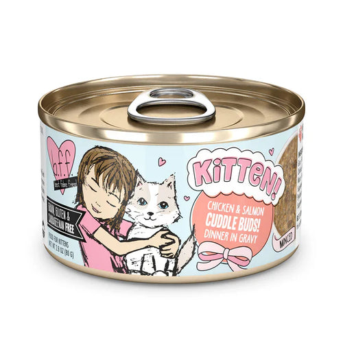 Weruva BFF Kitten! Chicken & Salmon Cuddle Buds! Dinner in Gravy Cat Food (2.8 oz - 12pk)