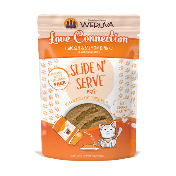Weruva Slide N’ Serve Love Connection Chicken & Salmon Dinner in a Hydrating Purée Wet Cat Food (2.8 Oz - 12pk)