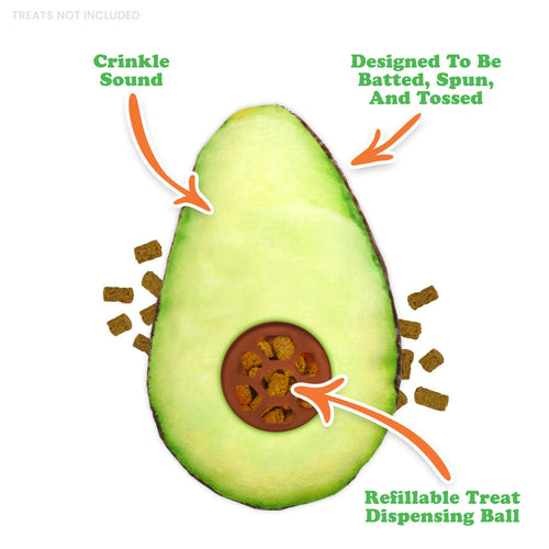 Meowijuana Knock 'n' Nibble Avocado Refillable Treat Dispensing Cat Toy