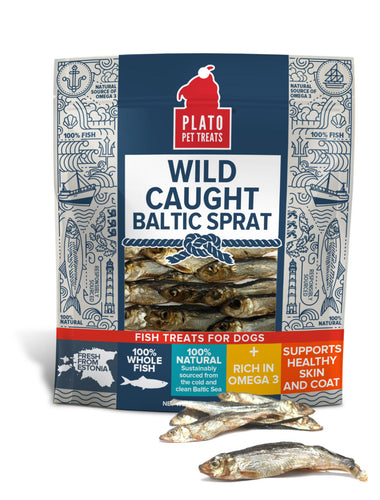 Plato Wild Caught Baltic Sprat Fish Dog Treats (3 oz)