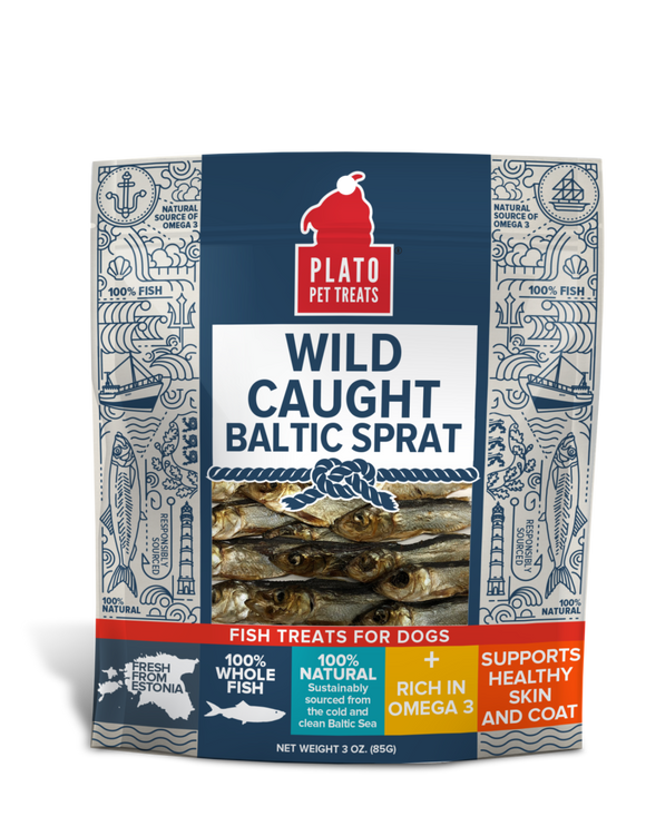 Plato Wild Caught Baltic Sprat Fish Dog Treats (3 oz)