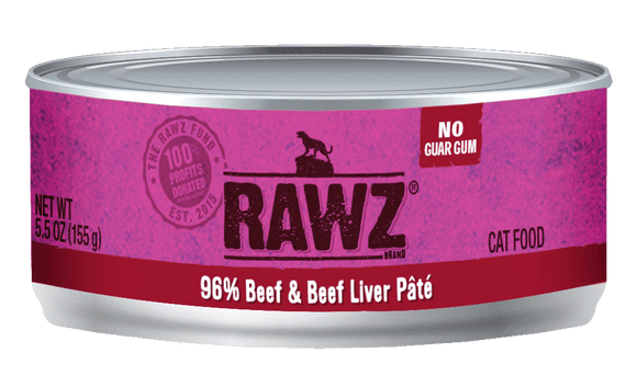 Rawz 96% Beef & Beef Liver Pate Cat Food (3 oz)