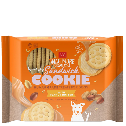 Cloud Star Wag More Bark Less Human Grade Peanut Butter Sandwich Cookie Dog Treats (11.8 oz)