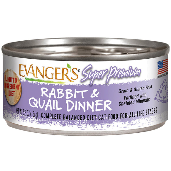 Evanger's Super Premium Rabbit And Quail Dinner For Cats (5.5 oz)