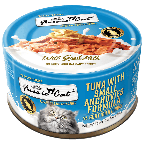 Fussie Cat Tuna with Small Anchovies Formula in Goat Milk Gravy (2.47 oz)
