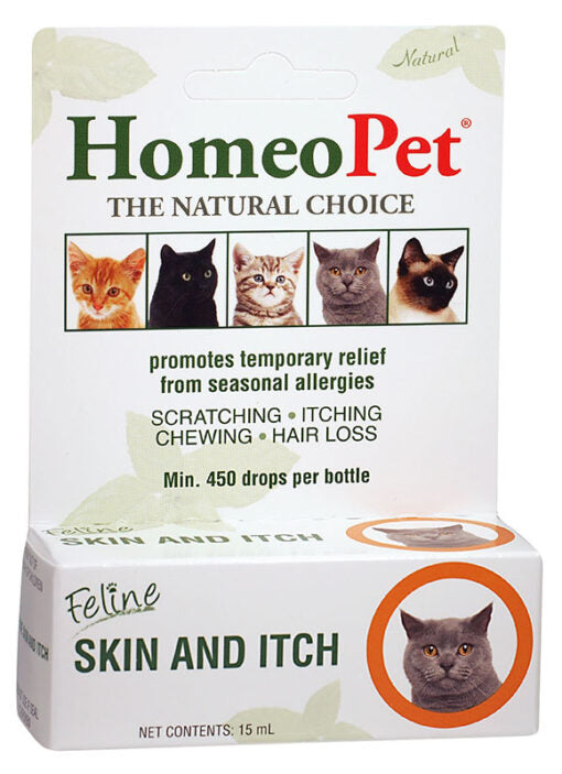 HomeoPet Feline Skin and Itch, Coat and Skin Support for Cats 15 ML (15 ML)