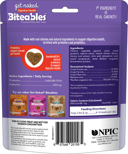 Get Naked® Biteables® Digestive Health Functional Dog Soft Treats Chicken Recipe (6 Oz.)
