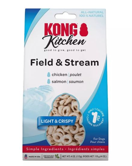 KONG Kitchen Light & Crispy Field Stream Dog Treat with Chicken & Salmon Flavor Dog Treat (4 oz)