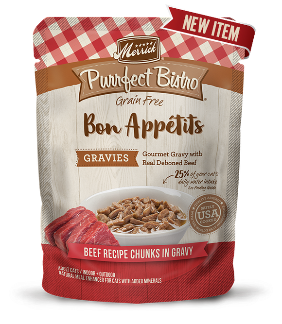 Merrick Purrfect Bistro Bon Appétits Beef Recipe Chunks in Gravy Cat Food (3-oz, 24 pack)