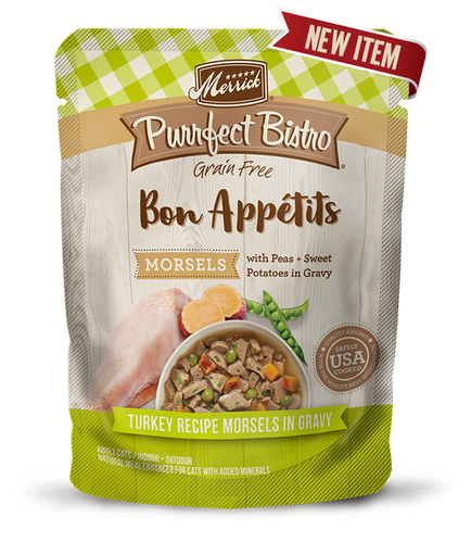 Merrick Purrfect Bistro Bon Appétits Turkey Recipe Morsels in Gravy Cat Food (3-oz, 24 pack)