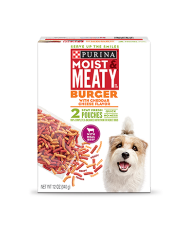 Purina Moist & Meaty Burger With Cheddar Cheese Soft Dog Food (36 Pouch Box)