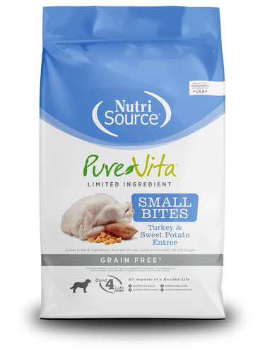 NutriSource® PureVita™ Small Bites Grain Free Turkey & Sweet Potato Recipe Dry Dog Food (5-lb)