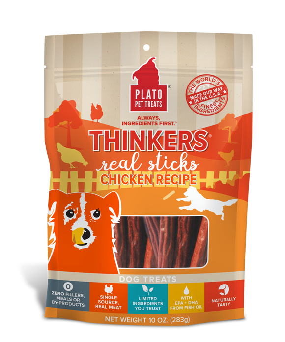 Plato Thinkers Chicken Meat Stick Dog Treats (0.63-oz)