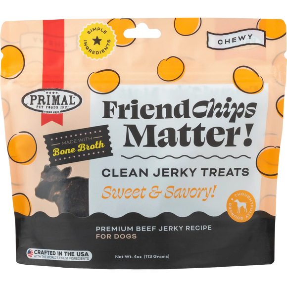 Primal Pet Foods Friend Chips Matter Jerky Treat Beef (4 Oz)