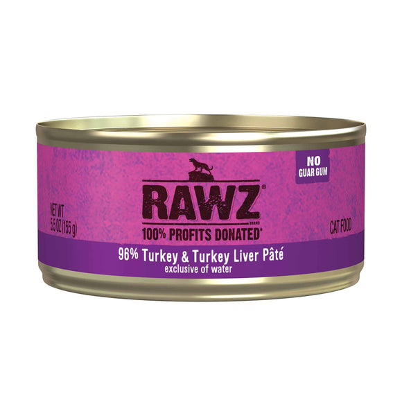 Rawz 96% Turkey & Turkey Liver Pate Cat Food (3 oz. Cans)
