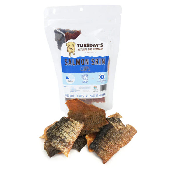 Tuesdays Natural Dog Company Salmon Skin Chips Dog Treats