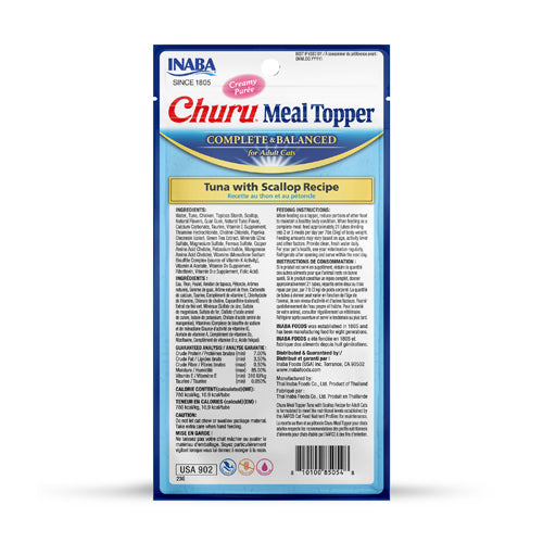 Inaba Churu Meal Topper Tuna with Scallop Recipe Cat Food Topper