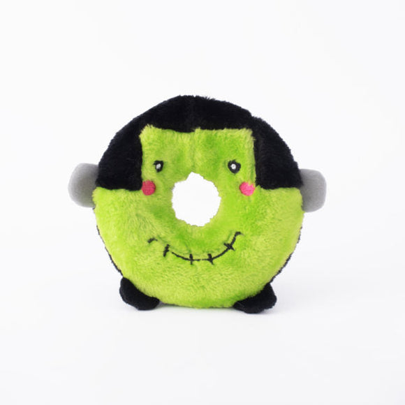 ZippyPaws Halloween Donutz Buddie - Frankenstein's Monster Dog Toy (7 x 7 x 2 in)