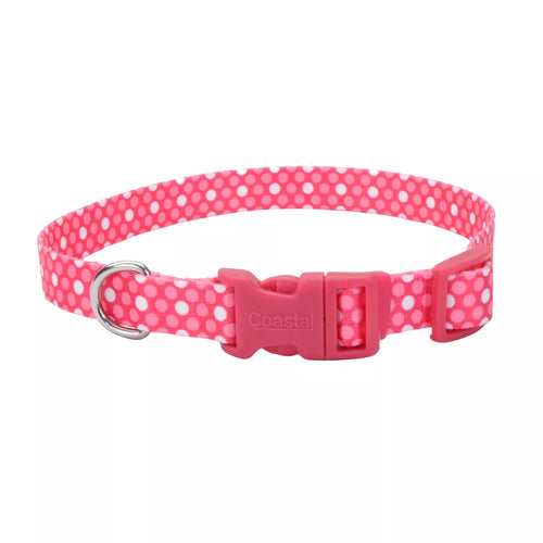 Coastal Pet Products Styles Adjustable Dog Collar Pink Dots 3/4 x 14-20 (3/4 x 14-20, Pink Dots)
