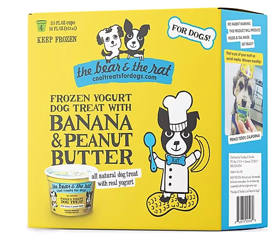 The Bear & The Rat Cool Treats For Dogs Banana & Peanut Butter (3.5 oz/ Pack of 4)