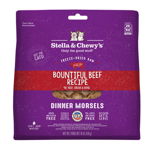 Stella & Chewy's Freeze Dried Bountiful Beef Recipe Dinner Morsels Cat Food (18-oz)