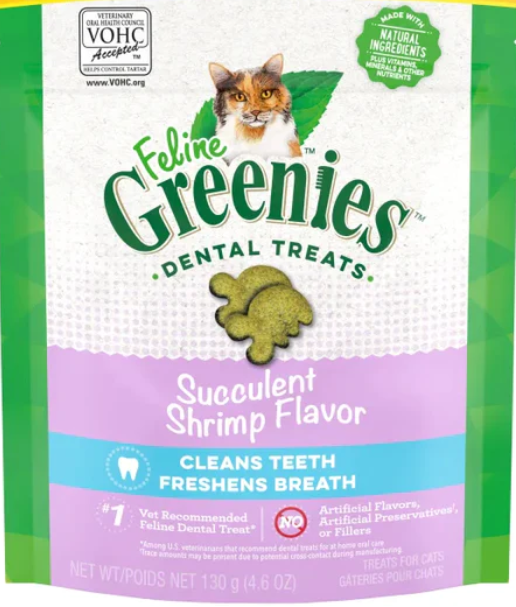 FELINE GREENIES Succulent Shrimp Flavored Dental Treats (2.1 oz)