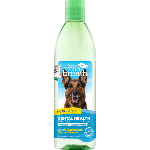 TropiClean Fresh Breath Dental Health Solution Plus Digestive Support for Dogs (16 oz)