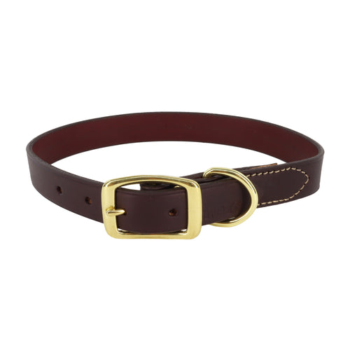 Coastal Pet Products Circle T Latigo Leather Town Dog Collar with Solid Brass Hardware (3/8