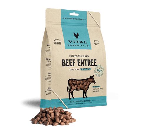 Vital Essentials Freeze-Dried Raw Beef Entrée Mini Nibs Dog Food (5.5 Oz)