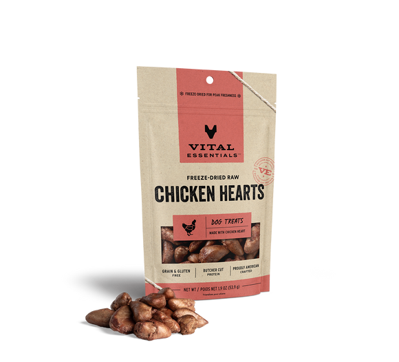 Vital Essentials Freeze Dried Raw Chicken Hearts Dog Treats