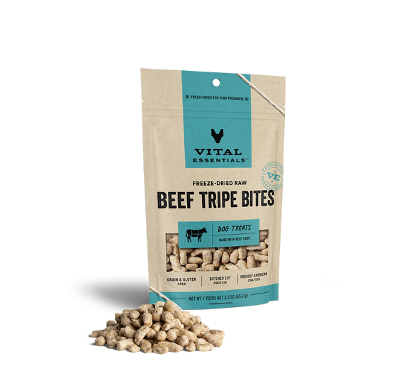 Vital Essentials Freeze Dried Raw Beef Tripe  Bites Dog Treats (2.3 Oz)