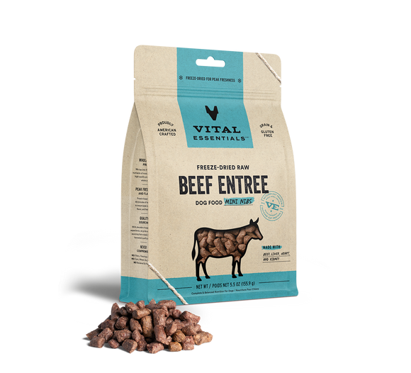 Vital Essentials Freeze-Dried Raw Beef Entrée Mini Nibs Dog Food (5.5 Oz)