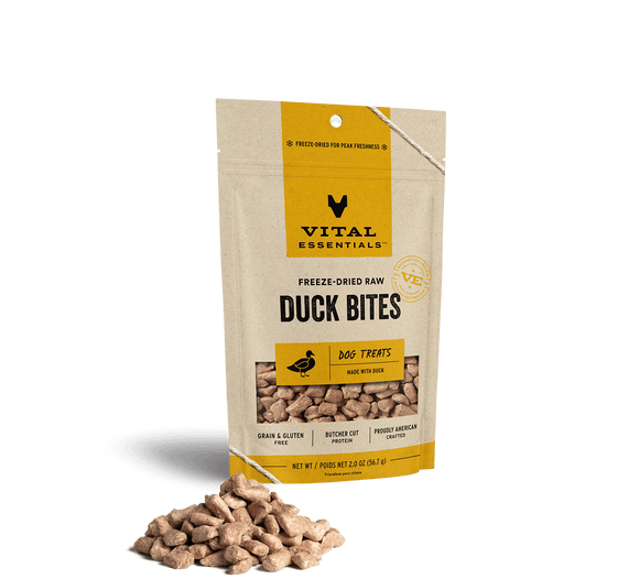 Vital Essentials Freeze Dried Raw Duck Bites Dog Treats