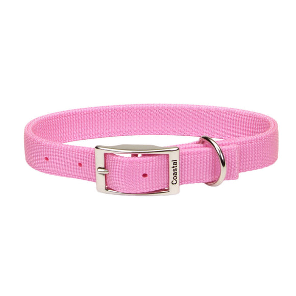 Coastal - Double-Ply Dog Collar, Pink Bright, 1