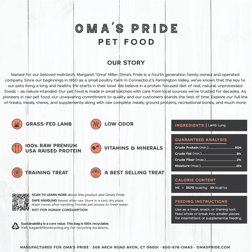 Oma's Pride Lamb Lung Treats