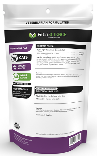 VetriScience Vetri-Lysine Plus Immune Health Bite-Sized Cat Chews (90 Count)