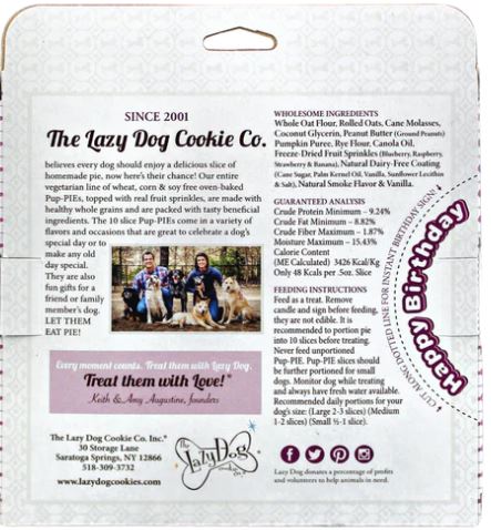 The Lazy Dog The Original Pup-PIE® Happy Birthday for a Special Dog - Pie Shaped Treat for Dogs!