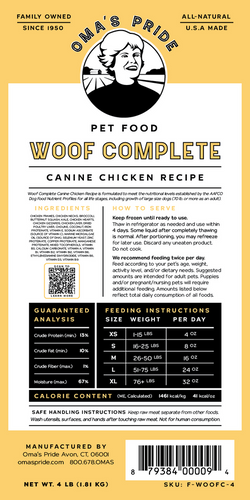 Oma's Pride Woof Complete Canine Chicken Recipe (3 Lb)