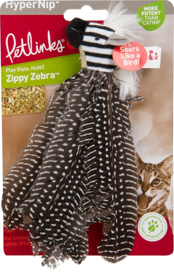 HYPERNIP ZIPPY ZEBRA FEATHERS CAT TOY (2 PACK)