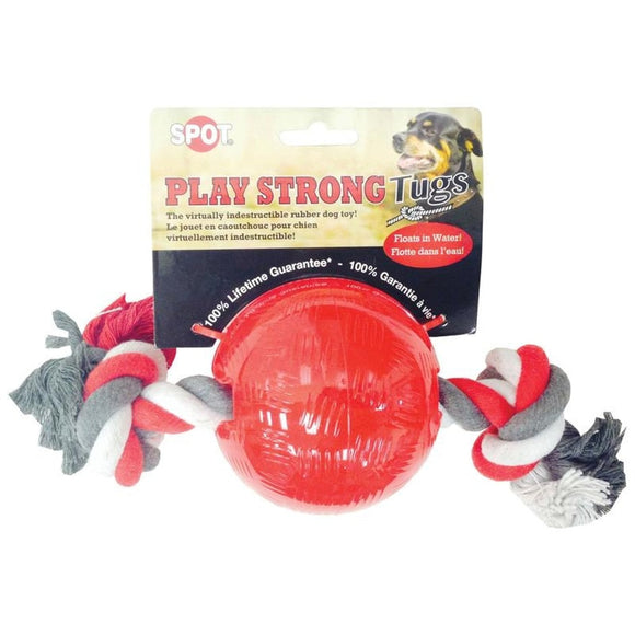SPOT PLAY STRONG BALL WITH ROPE (3.25 IN, RED)