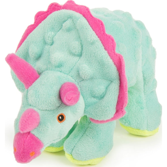 GODOG DINOS FRILLS DURABLE PLUSH SQUEAKER DOG TOY