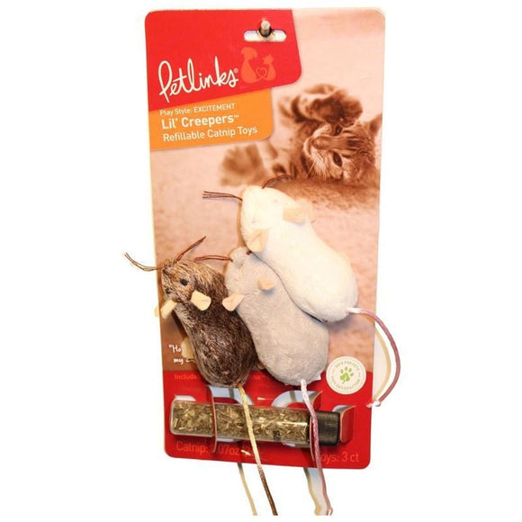 LIL CREEPERS MICE REFILLABLE CATNIP TOY (3 PIECE)